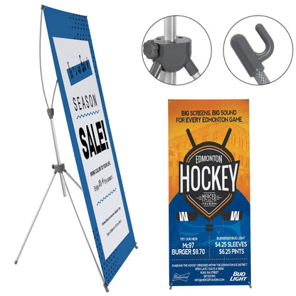 Quicklyshow X Frame Banner Stand Fits Any Banner Adjustable Size 23"X63" to 32"X78" with Portable Retractable Carrying Bag