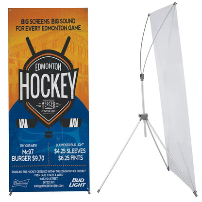 Quicklyshow X Frame Banner Stand Fits Any Banner Adjustable Size 23"X63" to 32"X78" with Portable Retractable Carrying Bag