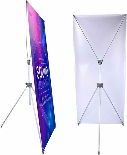 Quicklyshow X Frame Banner Stand Fits Any Banner Adjustable Size 23"X63" to 32"X78" with Portable Retractable Carrying Bag