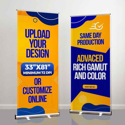 Quicklyshow Aluminium Roll up Banner Stand Retractable Poster Advertising Display for Events Celebration Birthday Festival