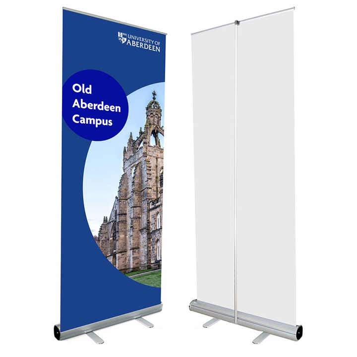 Quicklyshow Aluminium Roll up Banner Stand Retractable Poster Advertising Display for Events Celebration Birthday Festival