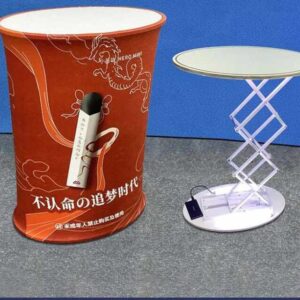 Portable Curved Oval Trade Show Counter – Tension Fabric Pop Up Promotion Table