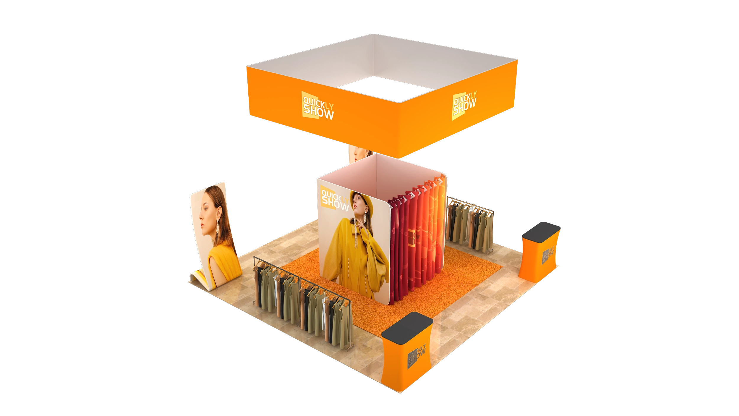 QuicklyShow 20x20 Combined Fitting Room Trade Show Booth 1