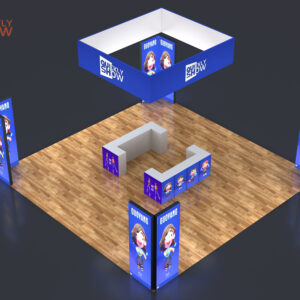 30x30ft / 9x9m Custom Portable Trade Show Booth – Stretch Fabric Light Box Backdrop with Tool-Free Installation
