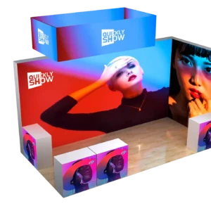 QuicklyShow branded exhibition booth with led backlit panels