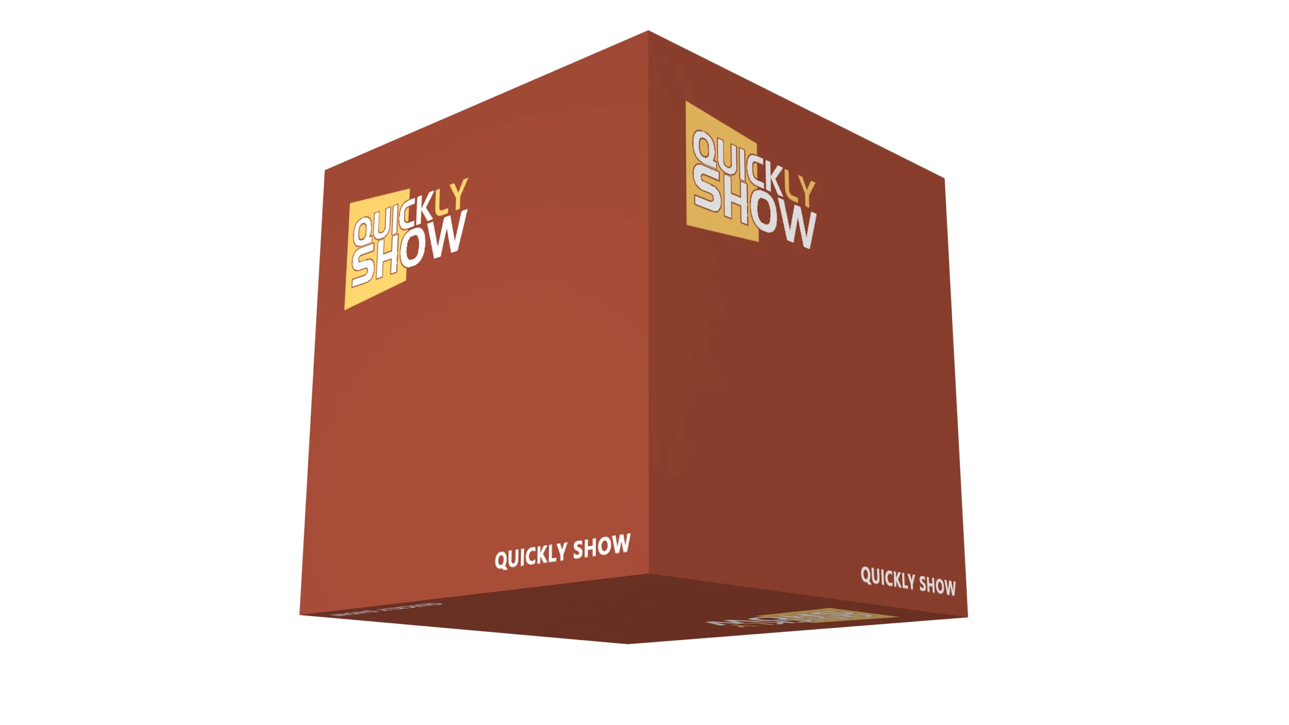 QuicklyShow Cube Hanging Banner Display For Trade Show Brown Front