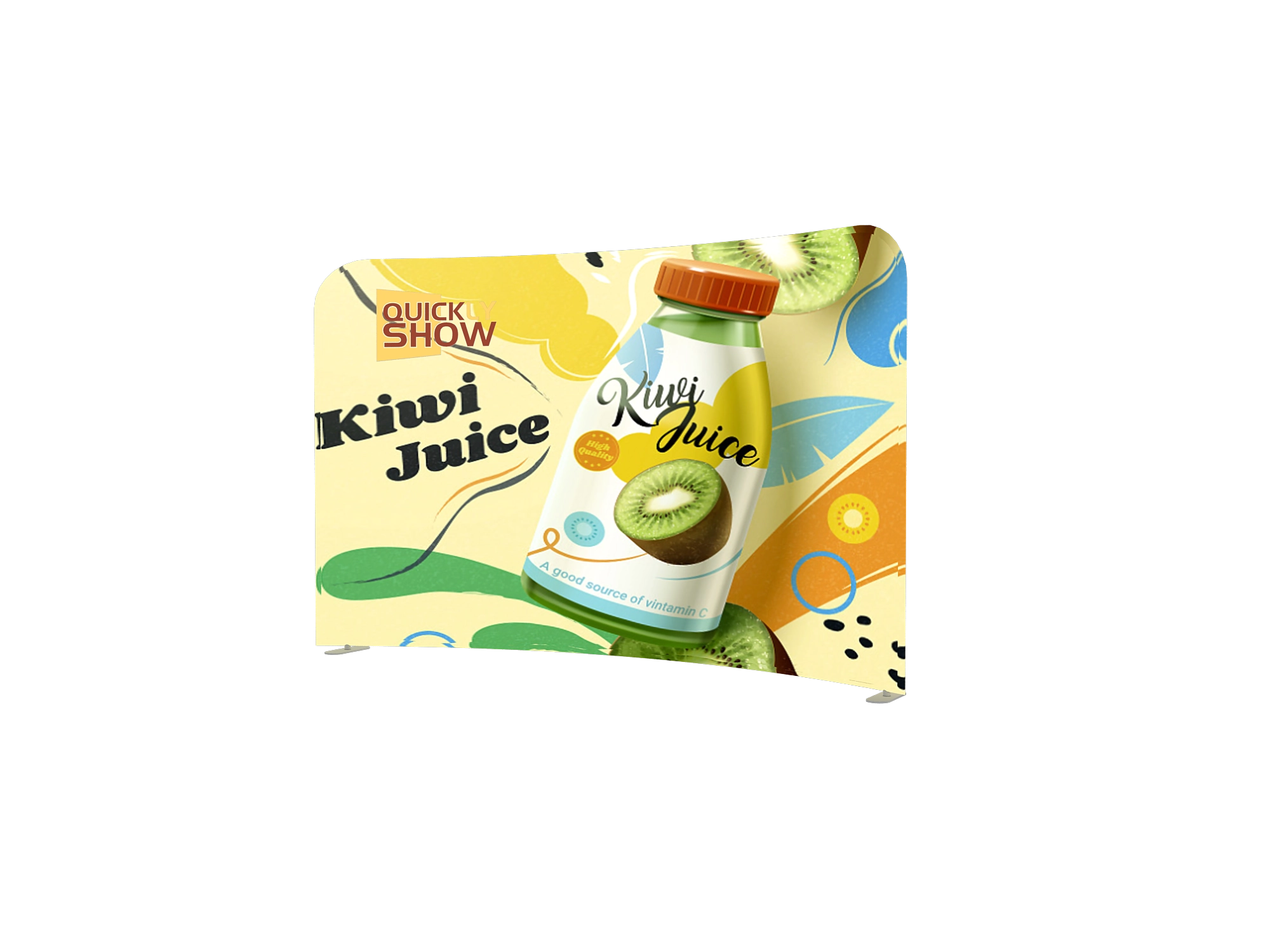 QuicklyShow Curved Tension Fabric Backdrop For Trade Show Display Yellow Front