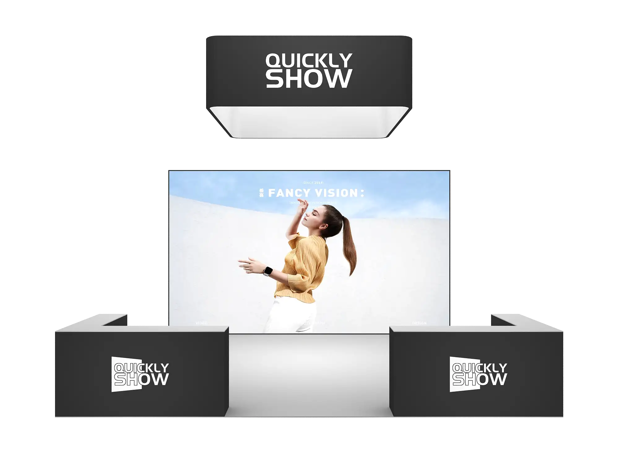 QuicklyShow Island Trade Show Booth With Lightbox Towers