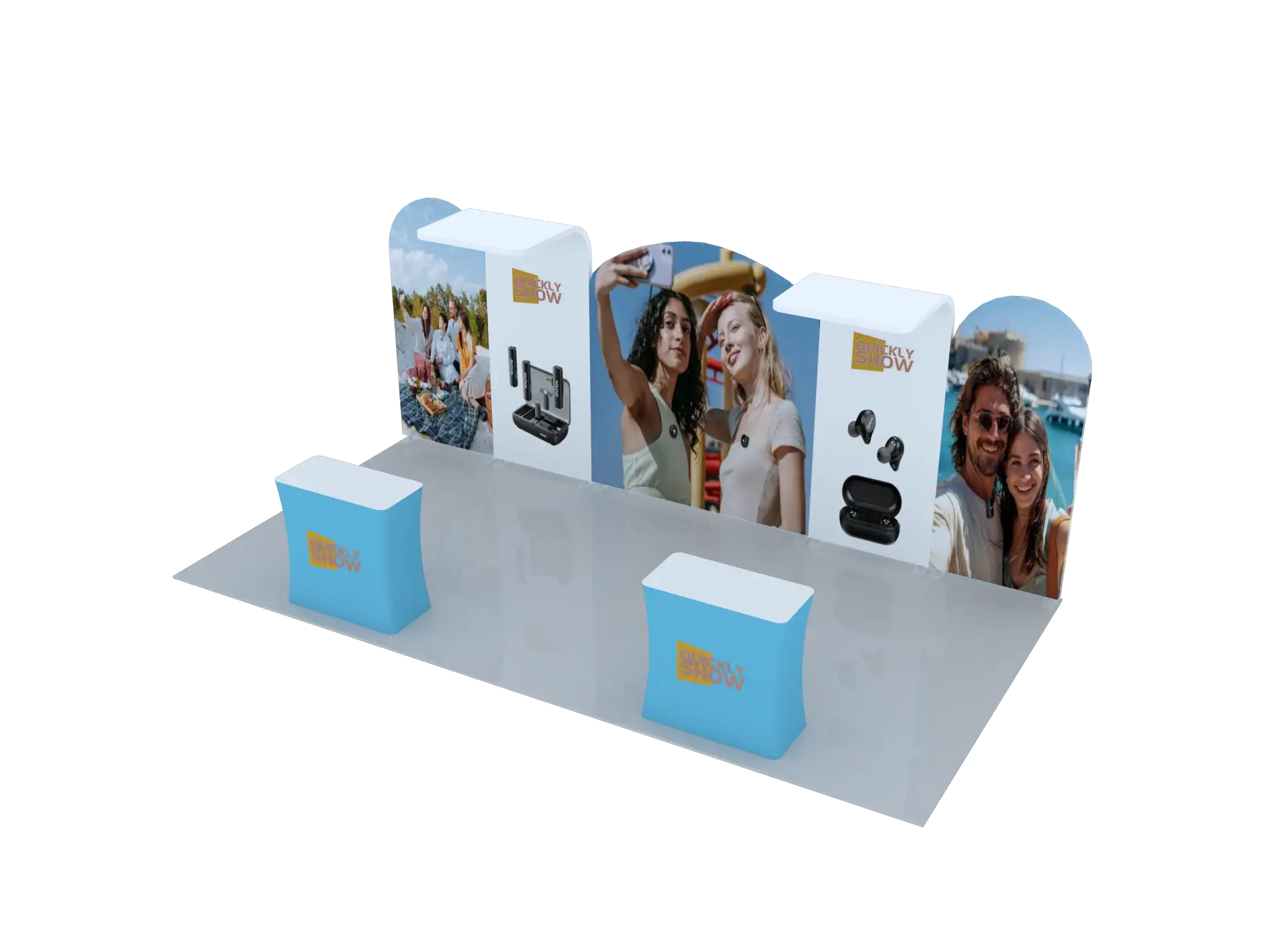QuicklyShow Open Booth Design Using Illuminated Fabric Panels