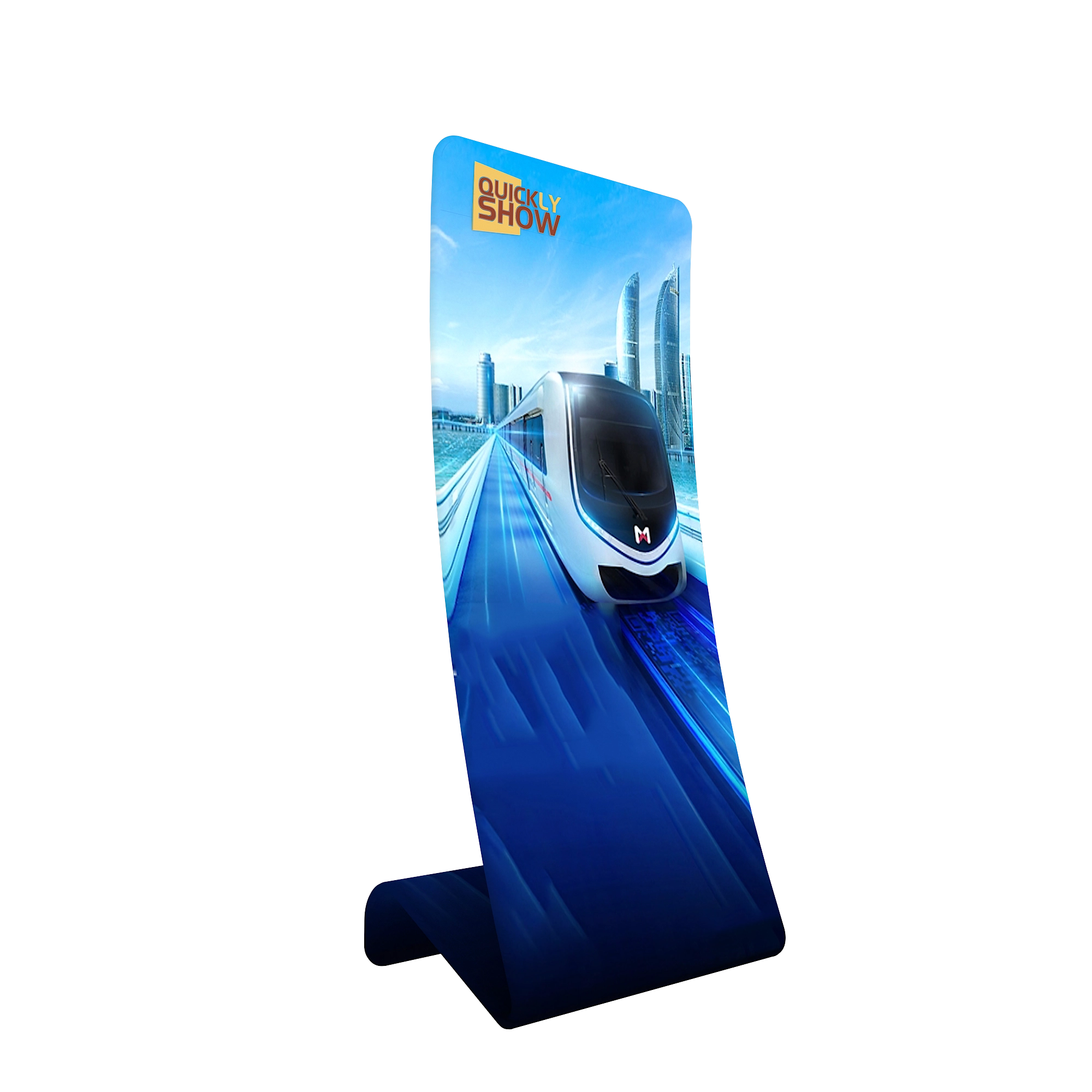 QuicklyShow Portable Fabric Banner Stand For Trade Show Event Display Blue Right