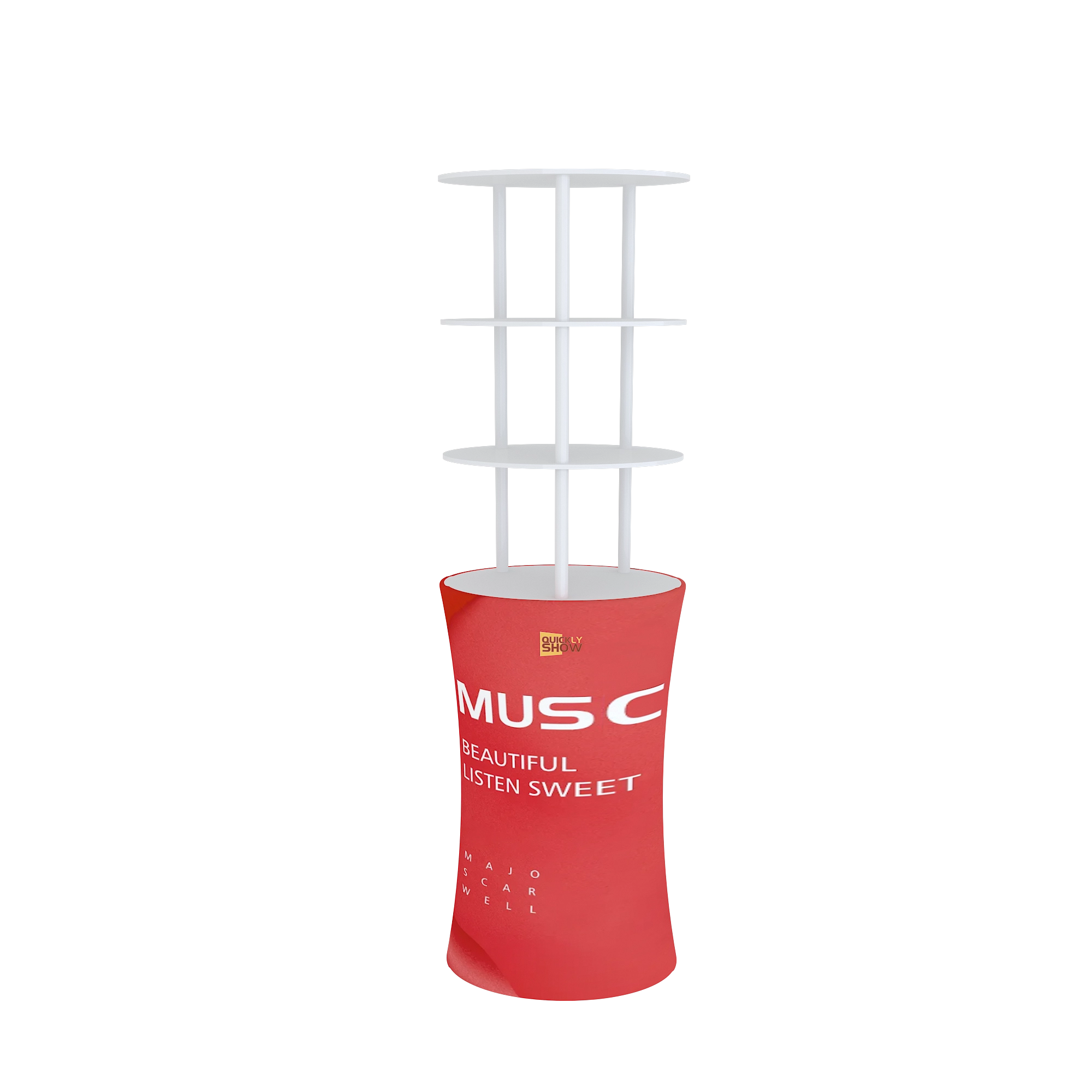 QuicklyShow Rotundity Trade Show Display Tower Red Front
