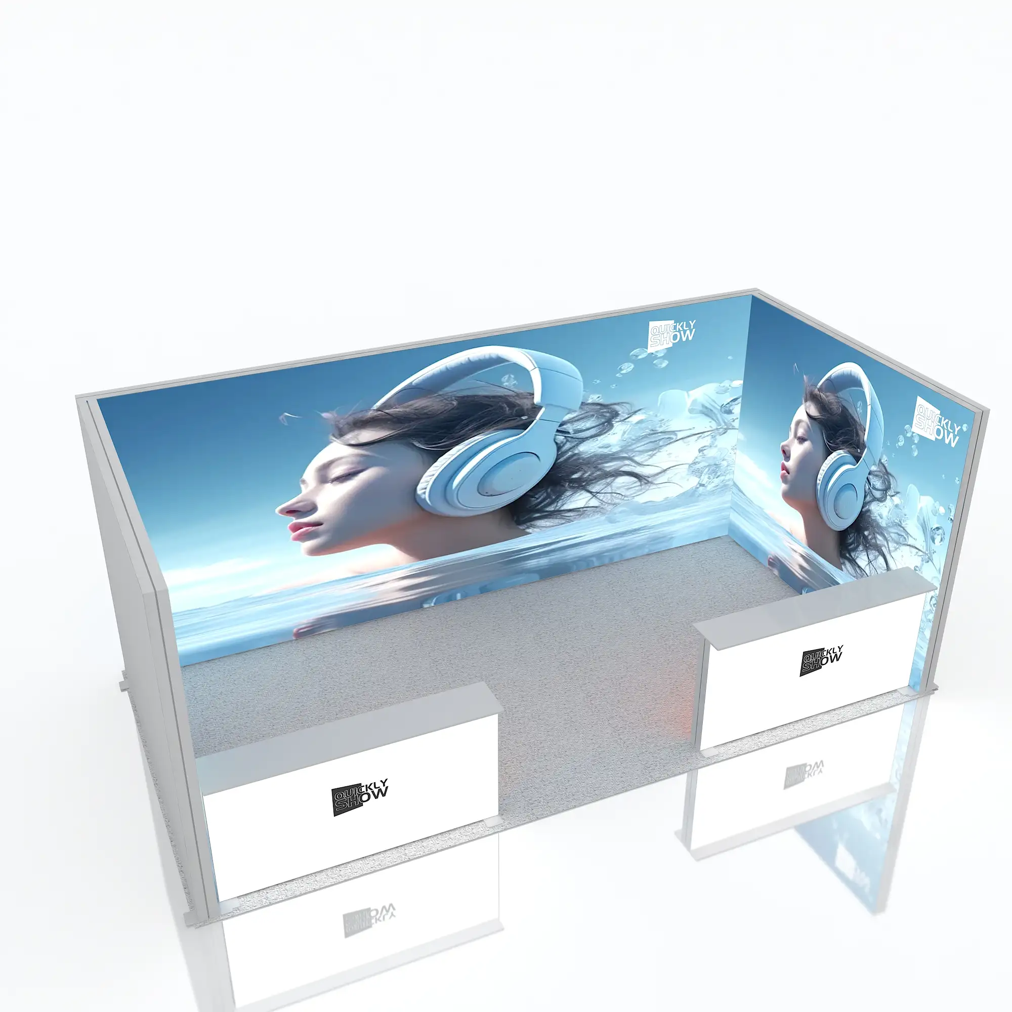 QuicklyShow sleek 10x20ft booth with tension fabric graphics