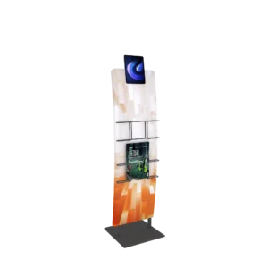 QuicklyShow Straight Portable Literature Stand For Trade Show Event Display White Left.