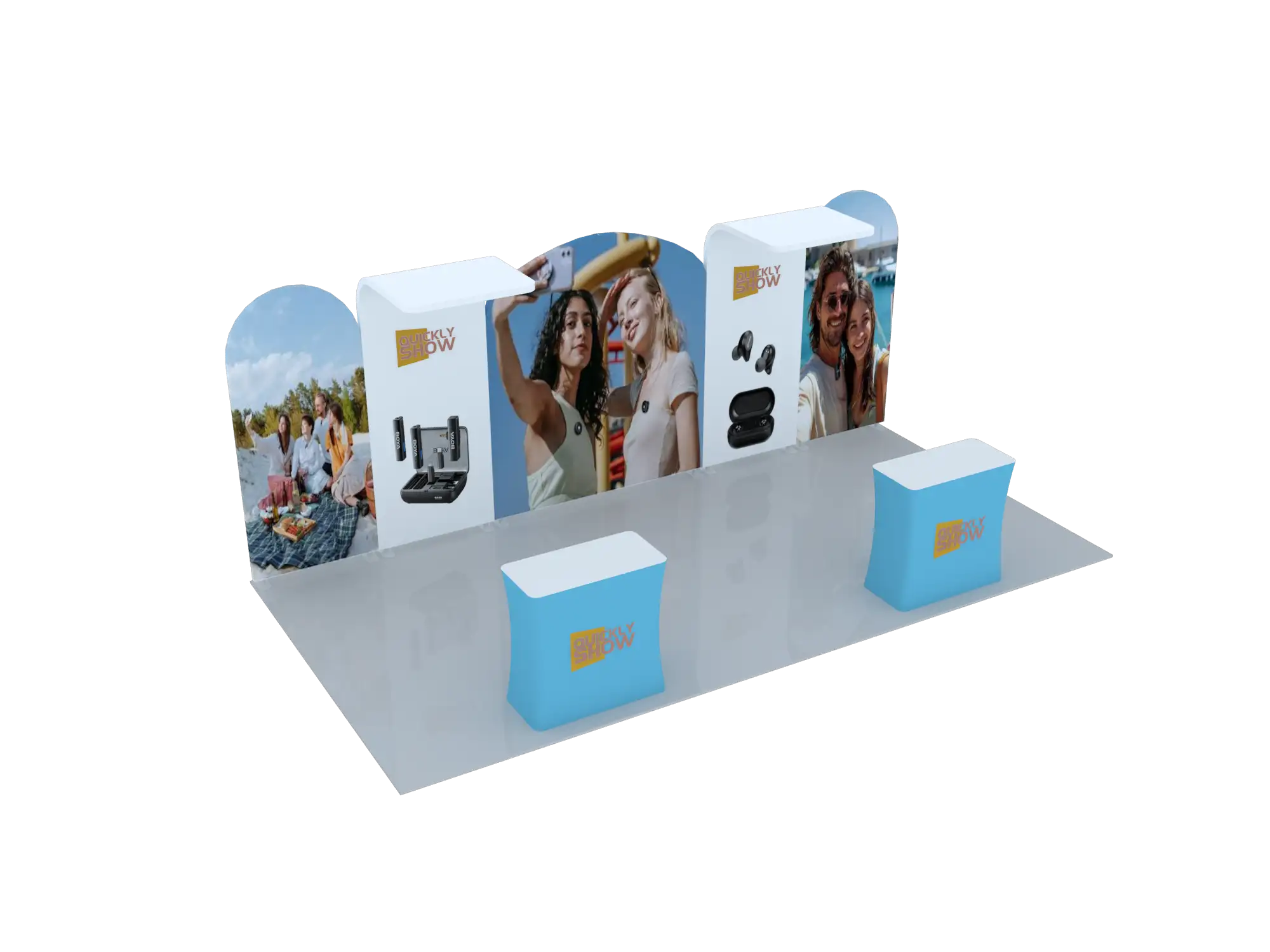 QuicklyShow Trade Show Setup With Fabric Backwall And Table