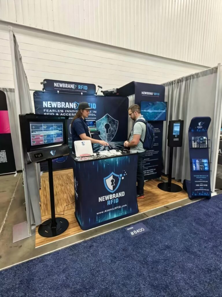 Portable Tension Fabric Backdrop Booth Case Study with Demo Screens