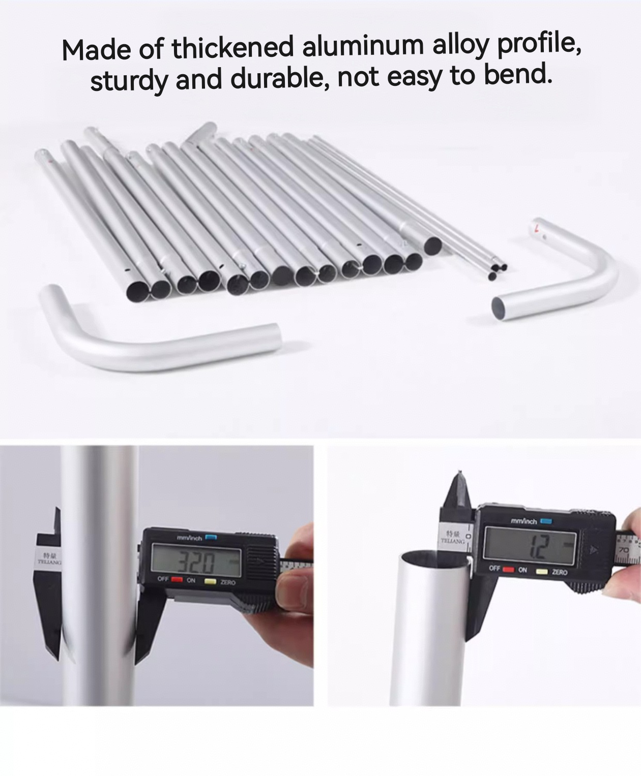 Sectional aluminum tubes for a portable tension fabric display