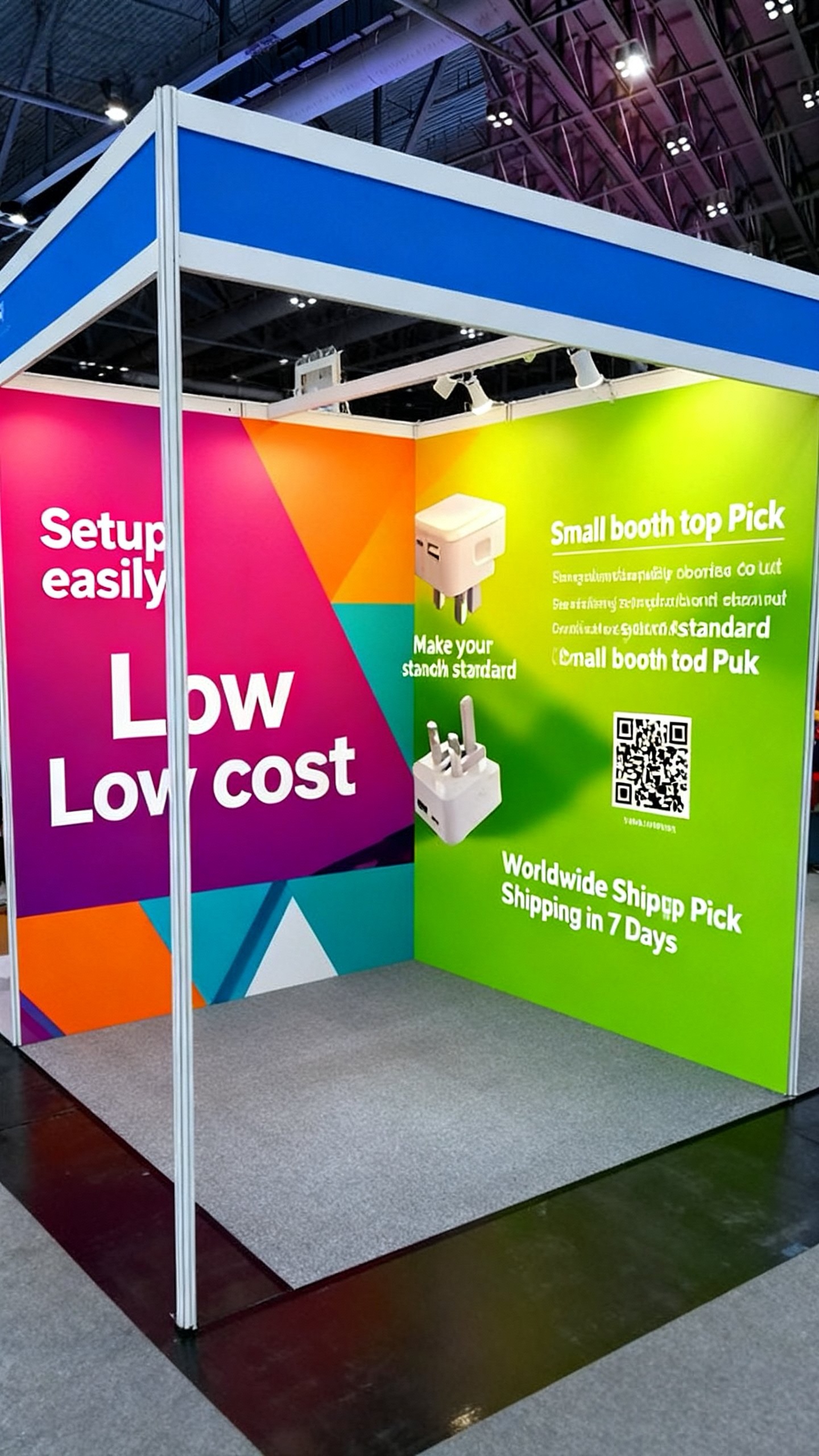 Custom printed fabric booth with bright graphic surfaces