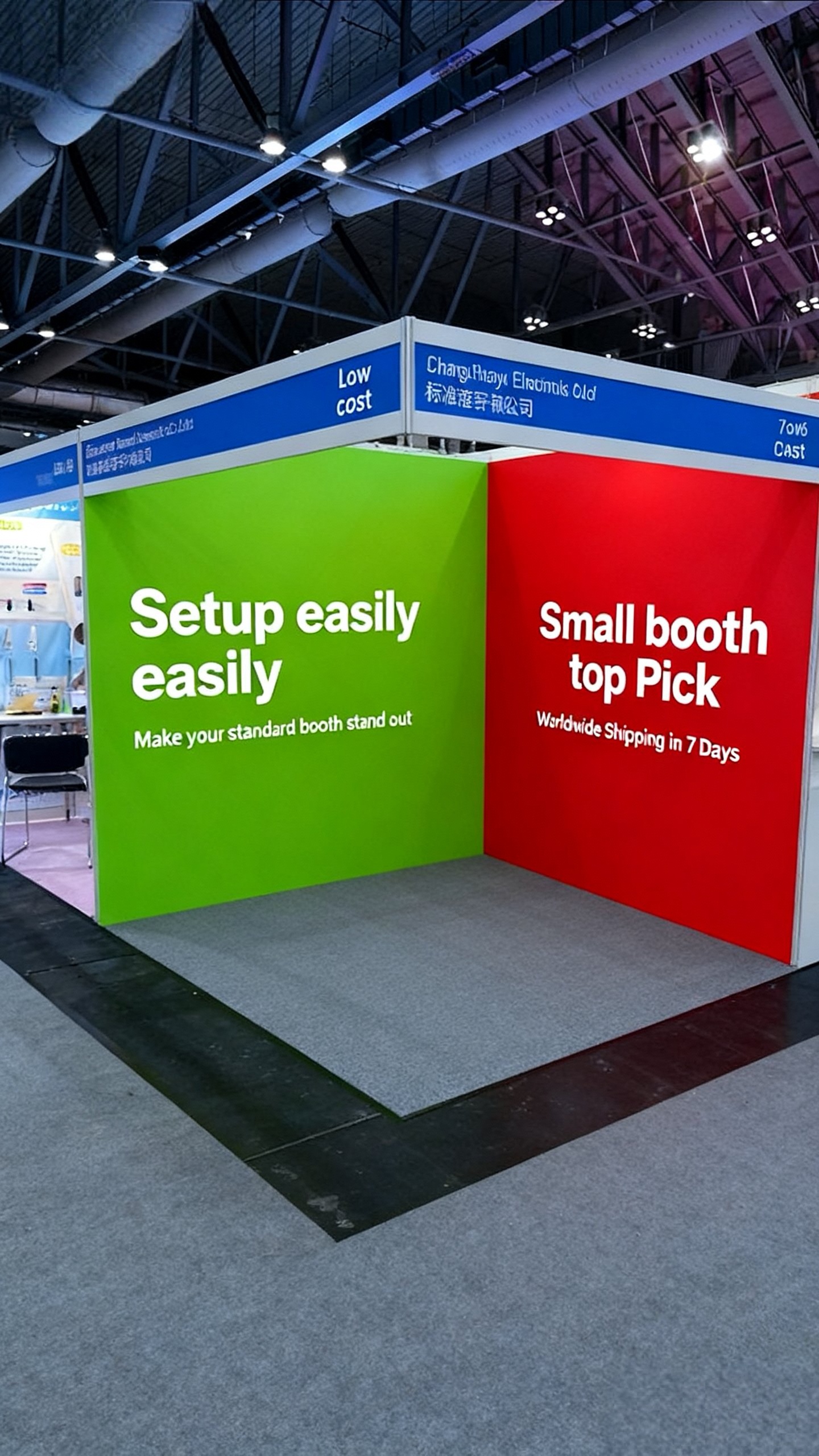 Small trade show booth solution with a clear visual message and open layout