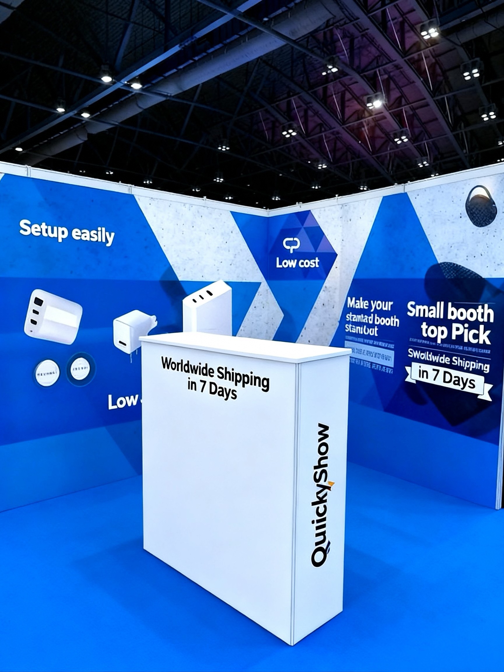 Portable trade show counter used as a lead capture point in a modular booth
