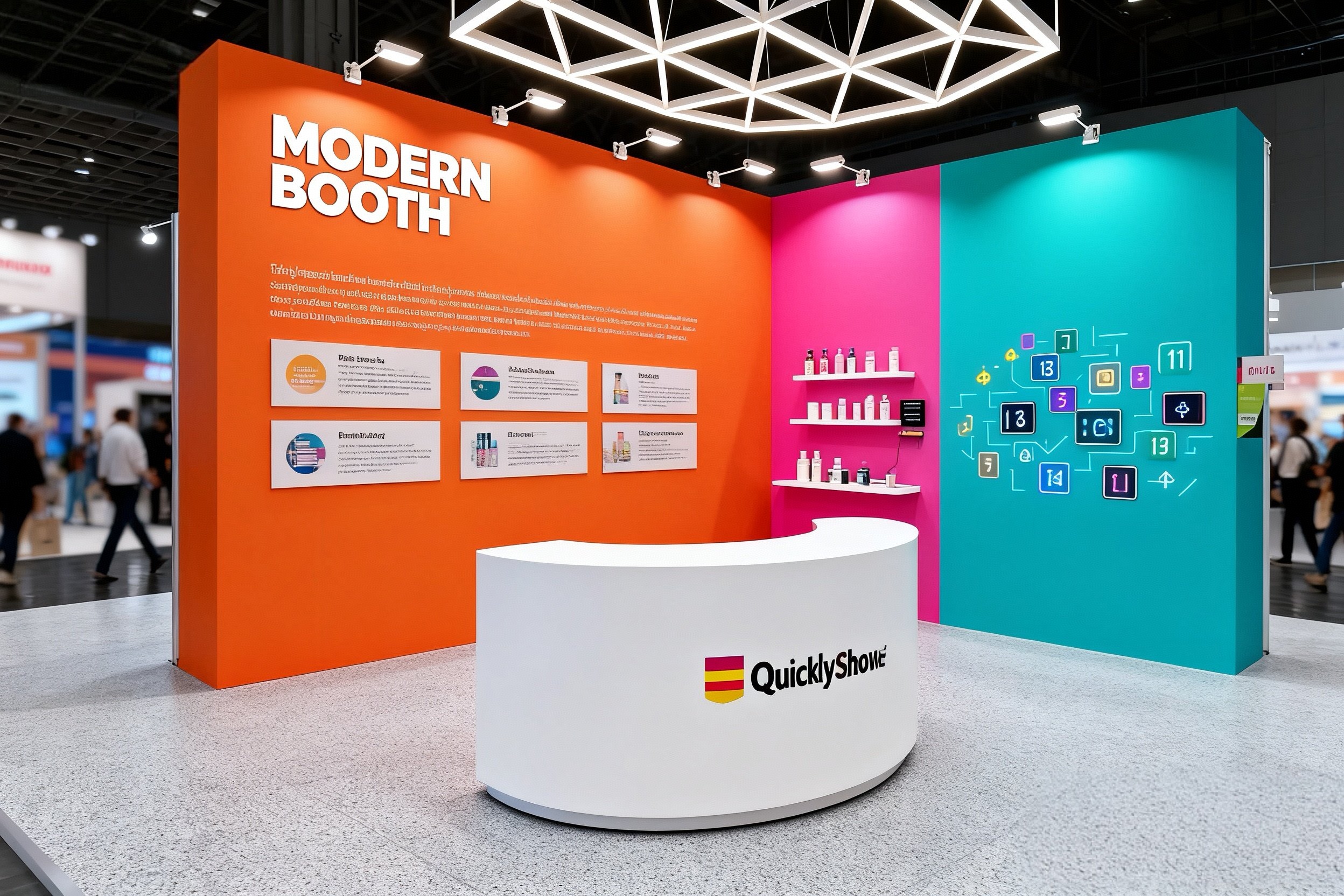 Custom trade show booth with printed graphic walls