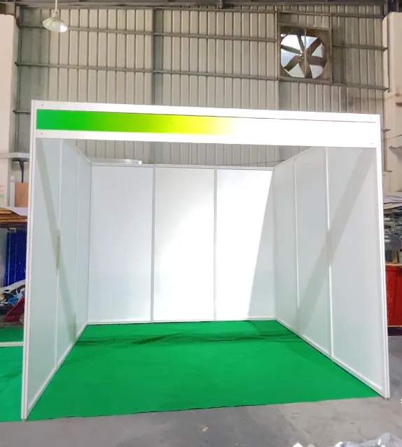 Venue-provided 3x3m shell scheme before portable booth upgrade