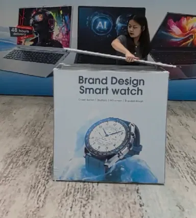 One-person assembly of a portable pop-up display counter with a wooden countertop