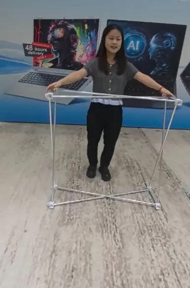 Pop-up display counter aluminum frame expanded to full height
