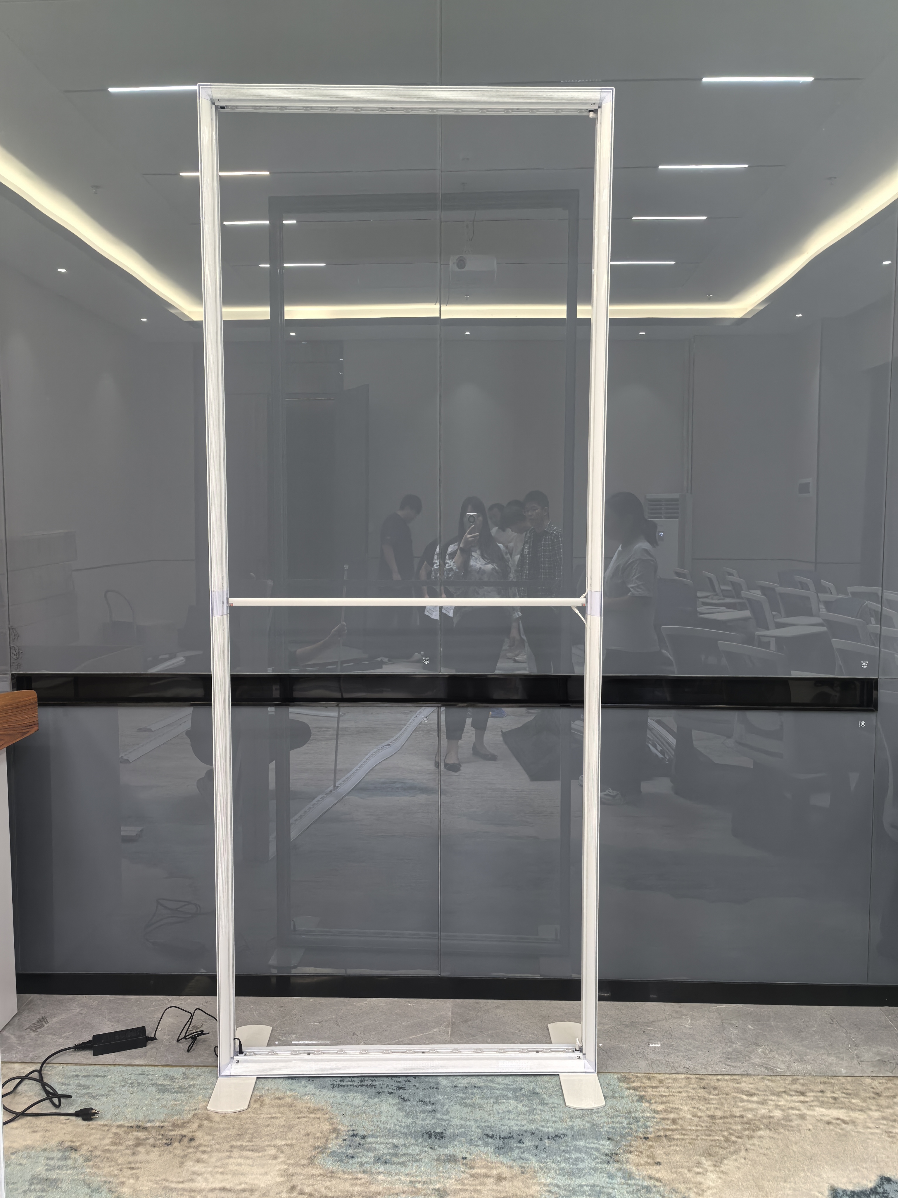 Reusable aluminum booth frame before graphics installation