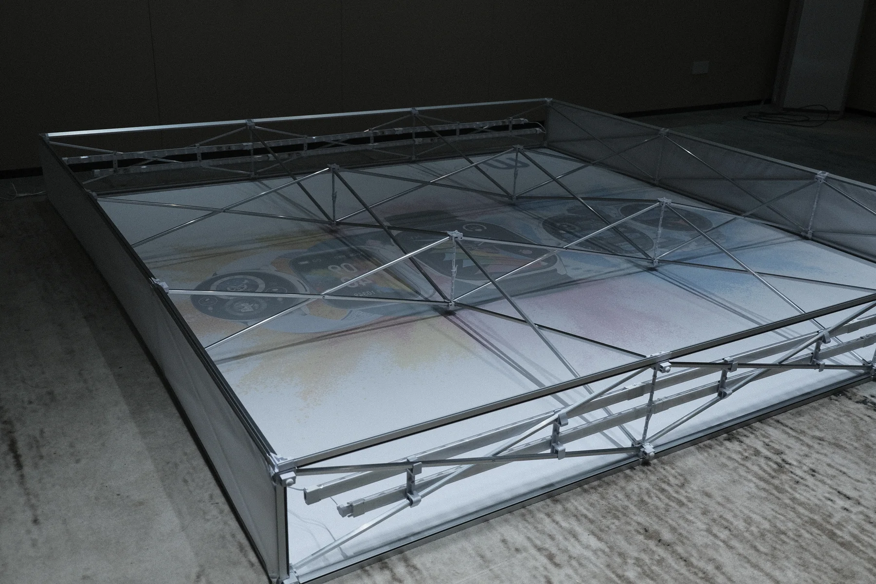 US customer's 3 m pop-up lightbox with fabric graphic during QuicklyShow pre-shipment assembly and inspection