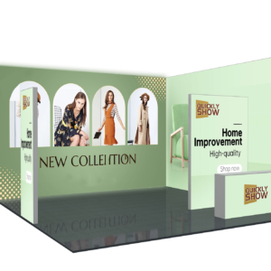 20x20 Modular LED Lightbox Booth with Tension Fabric Graphics